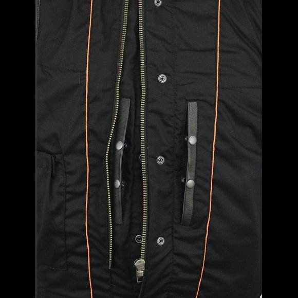 Biker's Vest with hoodie and concealed gun pockets Zipper & Snap button closure - Picture 3 of 5